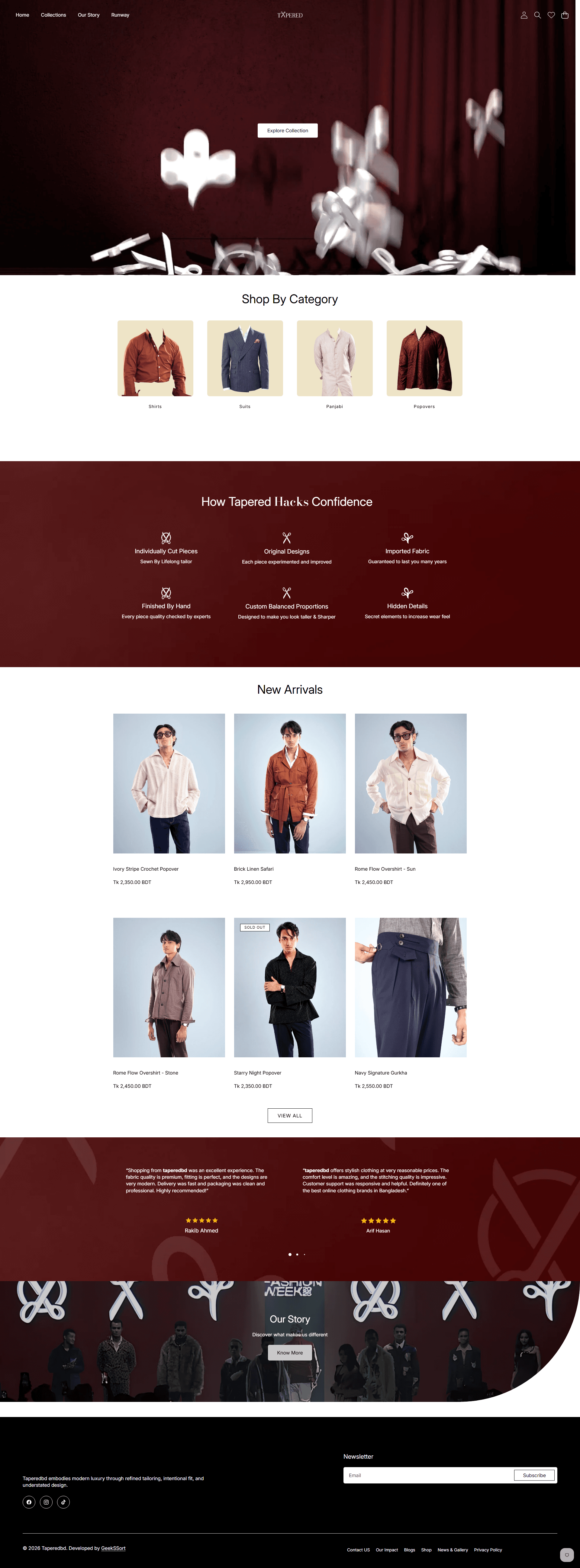 Tapered clothing storefront